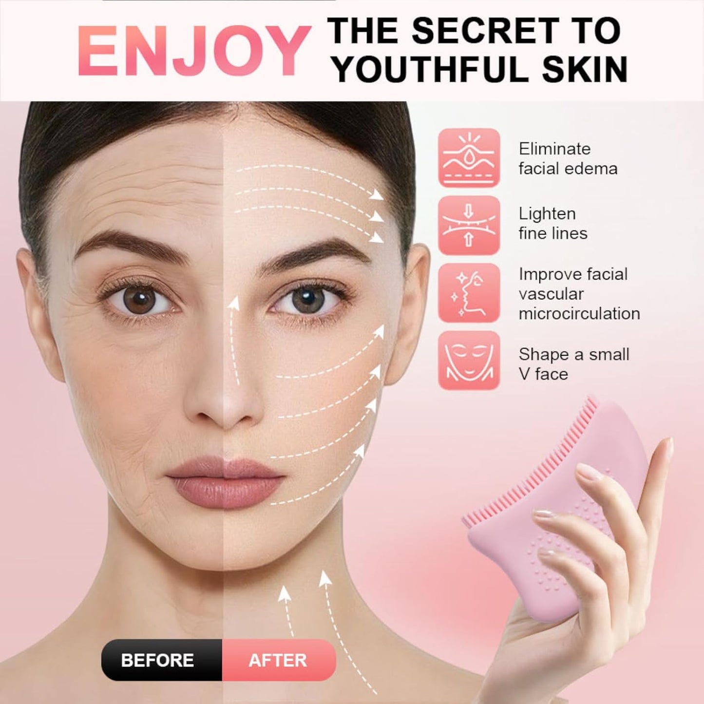Skin Harmony™ Silicone Facial Contour Brush | 2-in-1 Gua Sha & Massage Tool for Jawline Sculpting & Skin Refresh